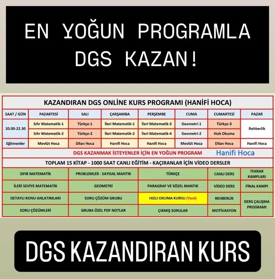 2026 dgs kurs programı